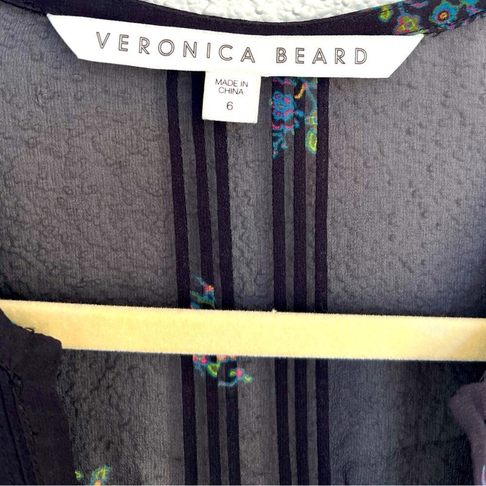 EUC Veronica Beard “Alden” Floral Silk Smocked Waist Dress size 6 - Picture 5 of 7